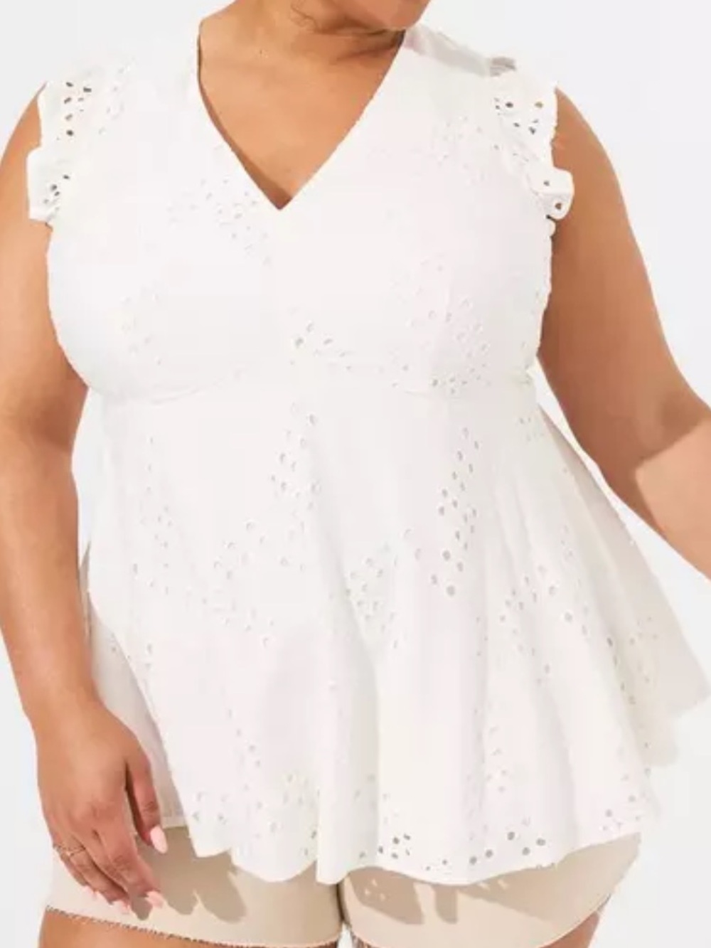 Torrid White Eyelet Ruffle Sleeve Babydoll Top Sz 2X